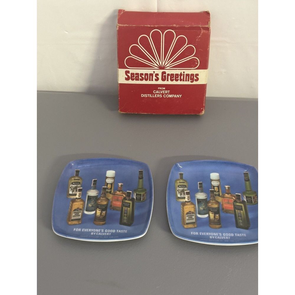 Calvert Distillers Co. 5.5" Tray "For Everyone's Good Taste By Calvert" Set Of 2